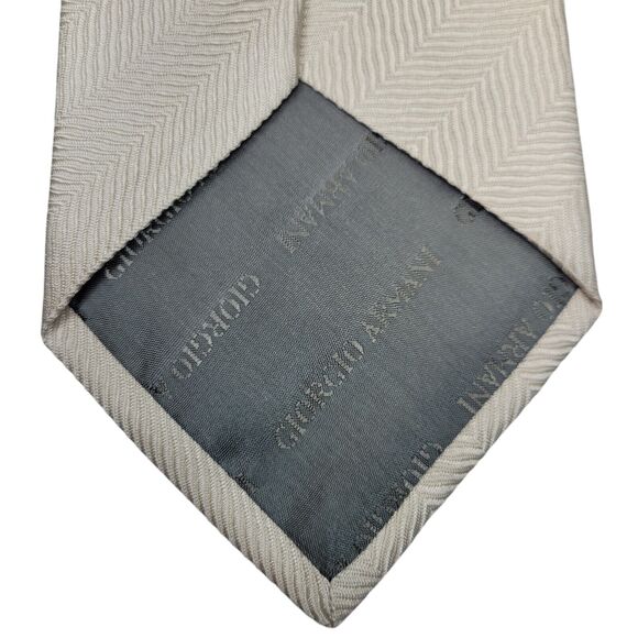 Giorgio Armani Cravatte Beige Woven Neck Tie Silk‎ Blend 56 X 3.75 Vtg Short - Picture 7 of 9